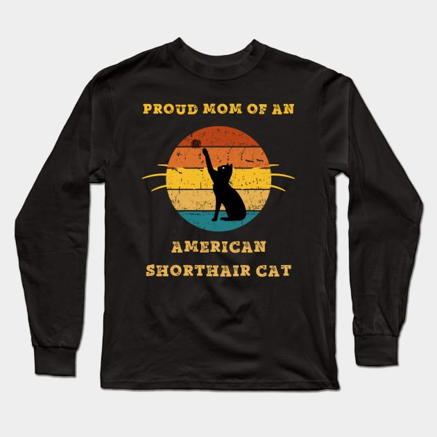 american shorthair mom cat Long Sleeve T-Shirt by vaporgraphic